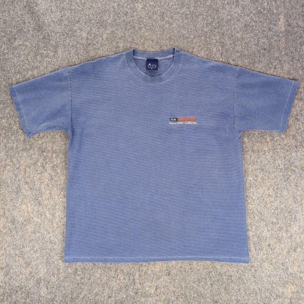 Vintage Shirt Mens XL Blue Sacramento California PAWW Embroidered Tee Made USA
